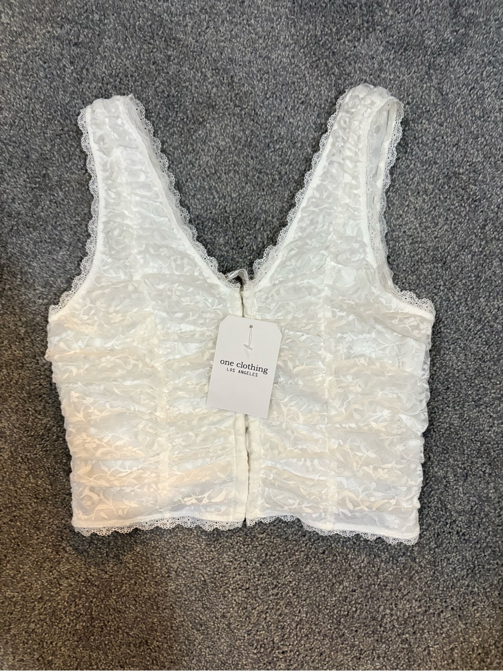 NWT one clothing Lace Trim White Crop Tank- Large